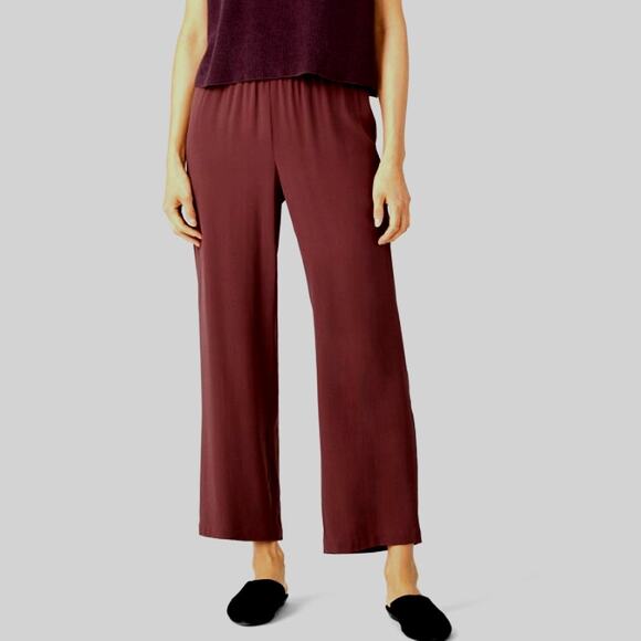 Eileen Fisher Pants - Eileen Fisher Silk Georgette Crepe Straight Pant | Sz L, Redwood NWT $248